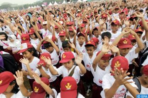Des élèves indonésiens célébrant la journée mondiale du lavage des mains